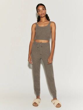 Cozy Knit Tank and Jogger Set - Taupe